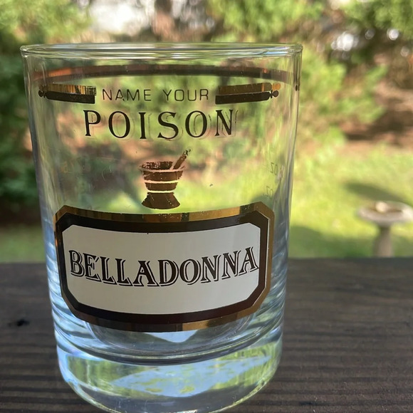 Vintage MCM Cera NAME YOUR POISON Cocktail / High Ball Glasses Whiskey Set 2 - Picture 4 of 6